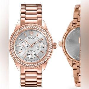 Women's Rosetone Crystal Bezel Bracelet Watch, 38mm